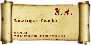 Maczinger Avarka névjegykártya